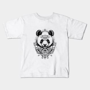 Panda Bear Wild Animal Nature Illustration Art Tattoo Kids T-Shirt